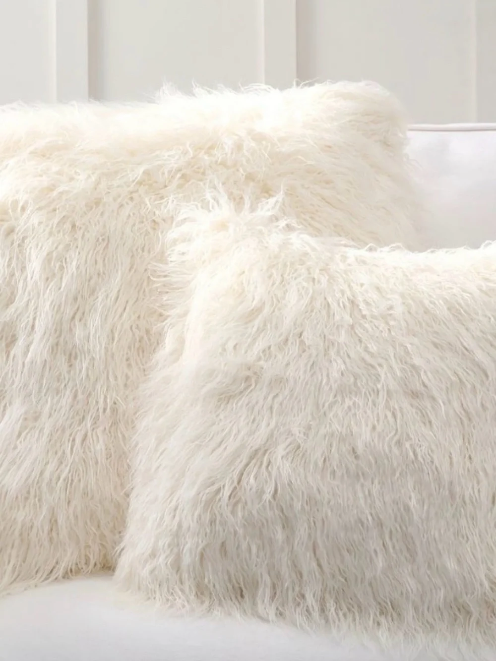 Pottery Barn Ivory Faux Fur Throw Pillowcase